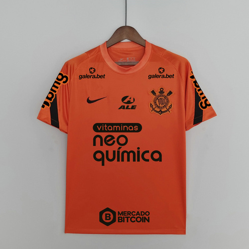 corinthians paulista pre-match training maillots de foot 2022-2023 orange all sponsors homme