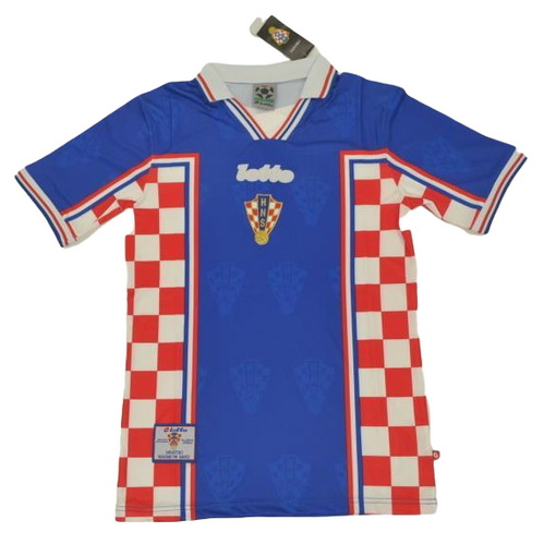 croatie exterieur maillots de foot 1998 bleu homme