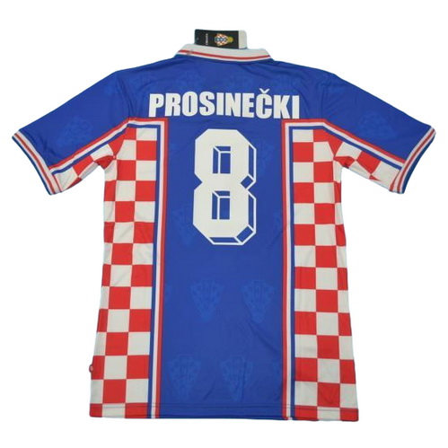 croatie exterieur maillots de foot 1998 prosinecki 8 bleu homme