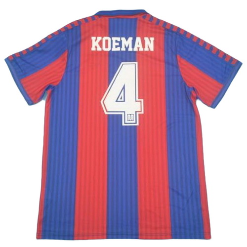 fc barcelone domicile maillots de foot 1991-1992 koeman 4 rouge bleu homme