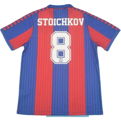 fc barcelone domicile maillots de foot 1991-1992 stoichkov 8 rouge bleu homme