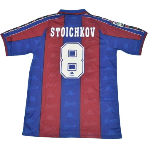 fc barcelone domicile maillots de foot 1996-1997 stoichkov 8 rouge bleu homme