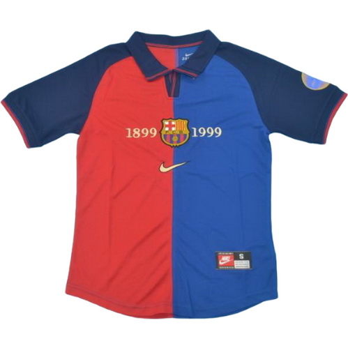 fc barcelone domicile maillots de foot 1999-2000 rouge bleu homme