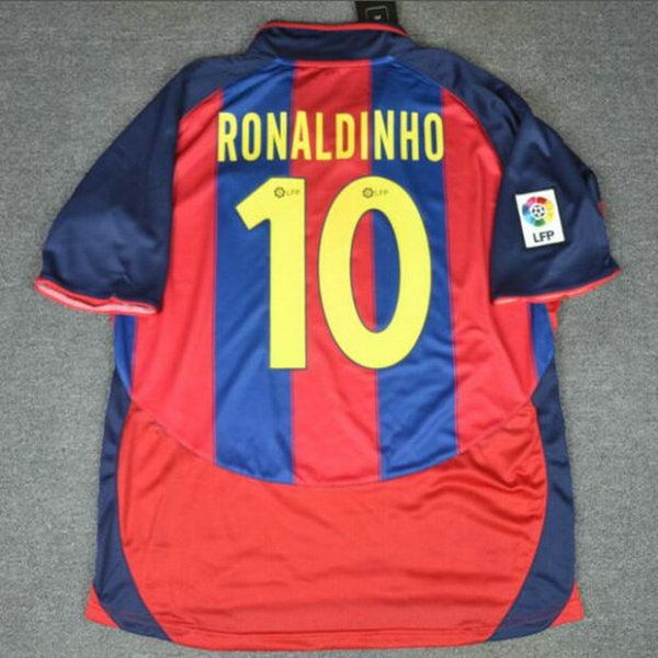 fc barcelone domicile maillots de foot 2003-2004 ronaldinho 9 rouge homme