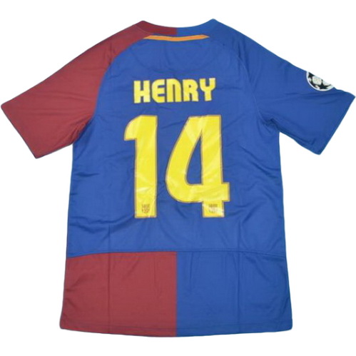 fc barcelone domicile maillots de foot 2008-2009 henry 14 rouge bleu homme