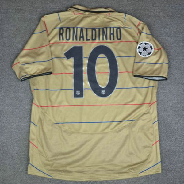 fc barcelone exterieur maillots de foot 2003-2004 ronaldinho 9 jaune homme