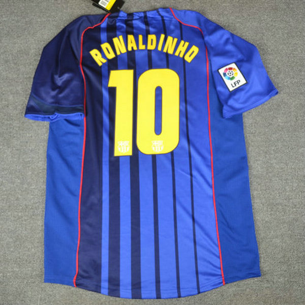 fc barcelone exterieur maillots de foot 2004-2005 ronaldinho 10 bleu homme