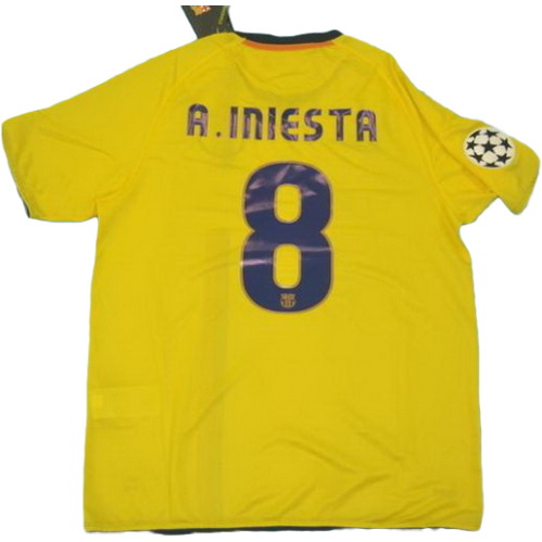fc barcelone exterieur maillots de foot lfp 2008-2009 a.iniesta 8 jaune homme