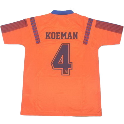 fc barcelone exterieur maillots de foot ucl 1992 koeman 4 orange homme