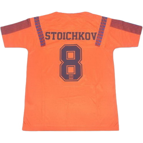 fc barcelone exterieur maillots de foot ucl 1992 stoichkov 8 orange homme