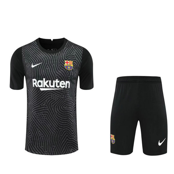 fc barcelone gardien maillots+shorts de foot 2021 noir homme