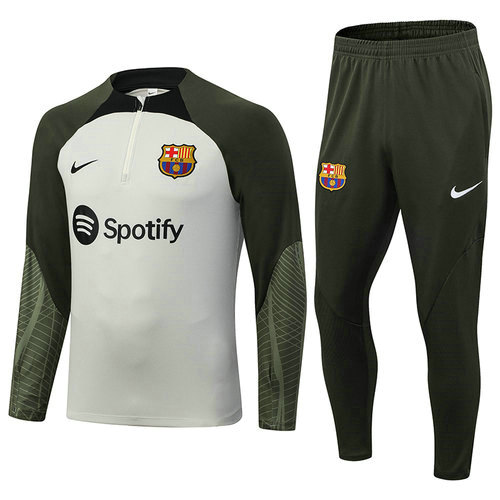 fc barcelone gris clair survêtements de football demi-zip de foot 2023-2024 homme
