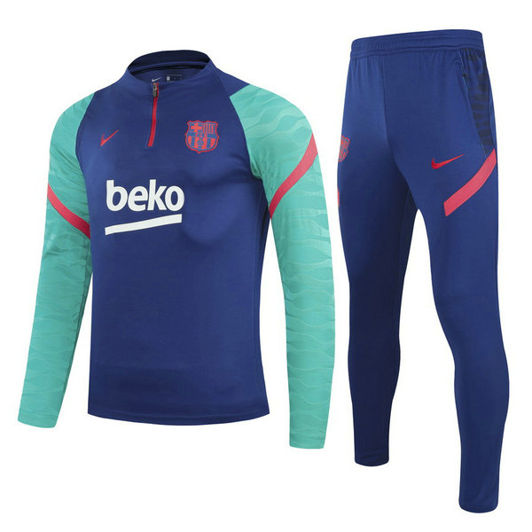 fc barcelone moda survêtements de foot 2021 2022 ensemble bleu vert enfants