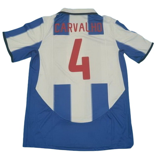 fc porto domicile maillots de foot 2003-2004 carvalho 4 bleu blanc homme
