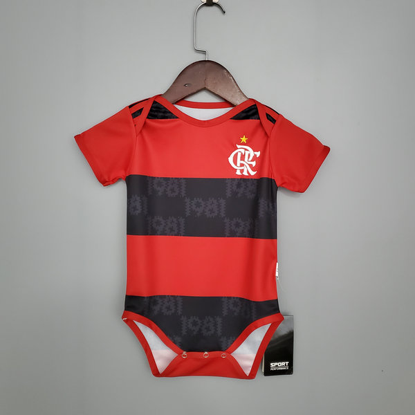 flamengo domicile maillots de foot 2021 2022 rouge bébé