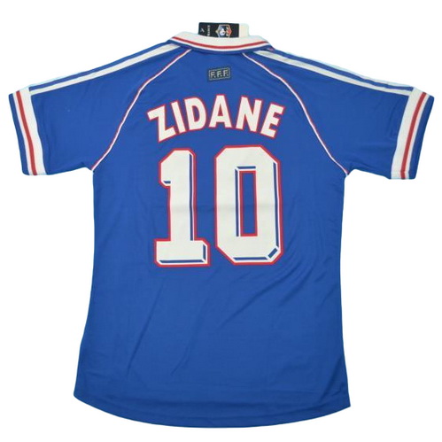 france domicile maillots de foot copa mundial 1998 zidane 10 bleu homme