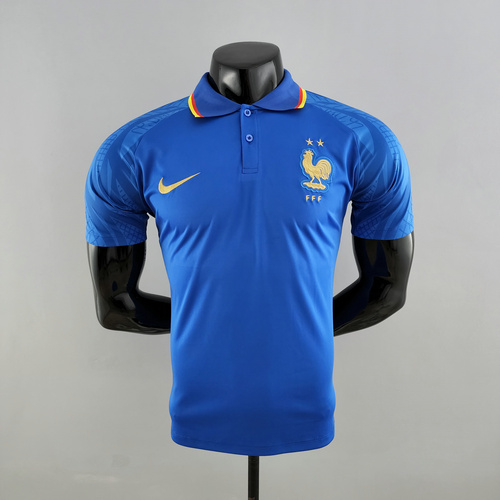 france maillots polo de foot 2022-2023 bleu homme