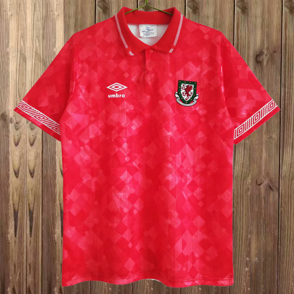 galles domicile maillots de foot 1990-1992 rouge homme