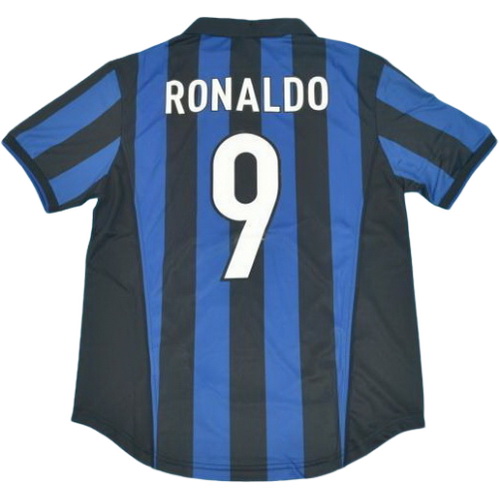inter milan domicile maillots de foot 1998-1999 ronaldo 9 bleu homme
