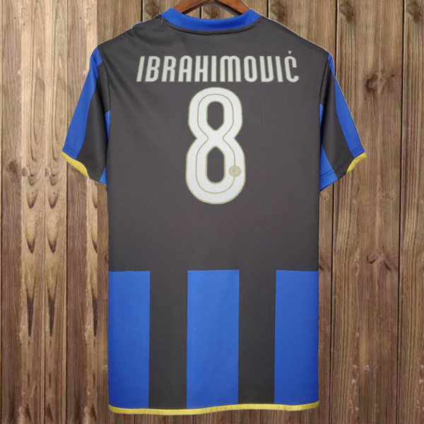 inter milan domicile maillots de foot 2008-2009 ibrahimouic 8 bleu homme
