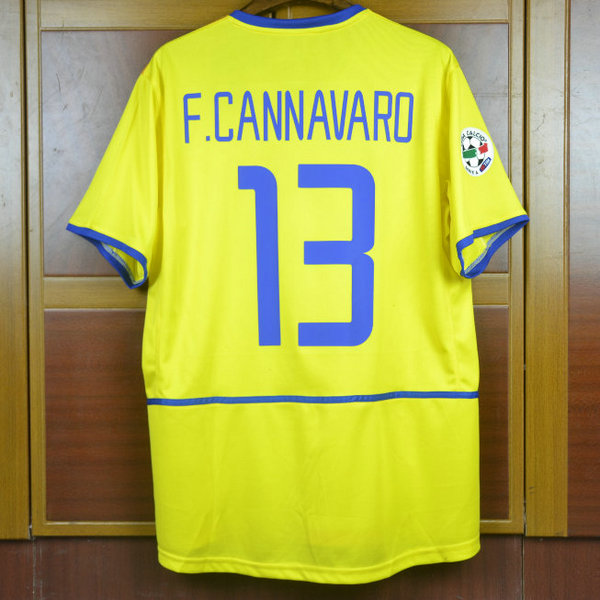 inter milan exterieur maillots de foot 2002-2003 f.cannavaro 13 jaune homme