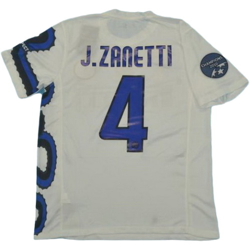 inter milan exterieur maillots de foot champions 2010 j.zanetti 4 blanc homme