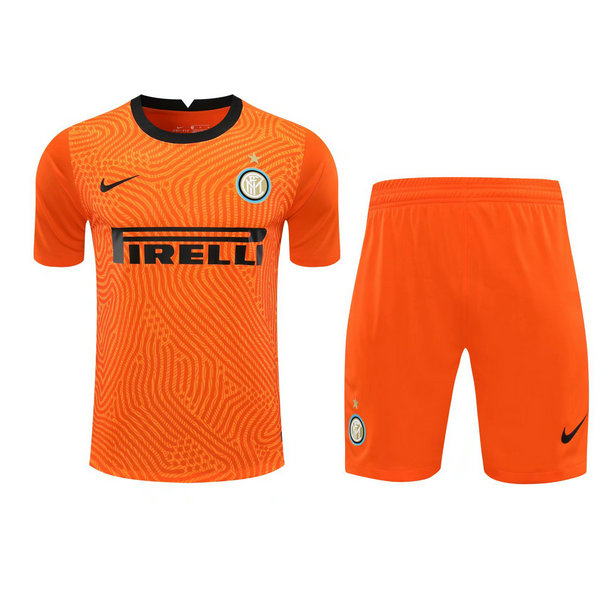 inter milan gardien maillots+shorts de foot 2021 orange homme