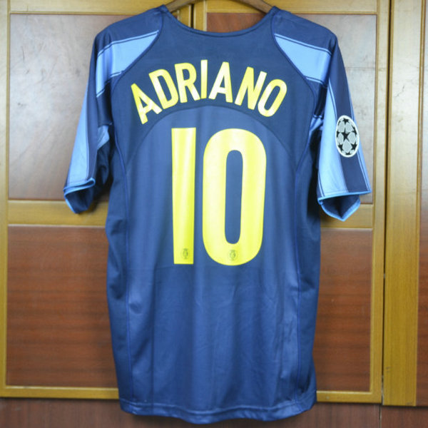 inter milan troisième maillots de foot 2004-2005 adriano 10 bleu homme