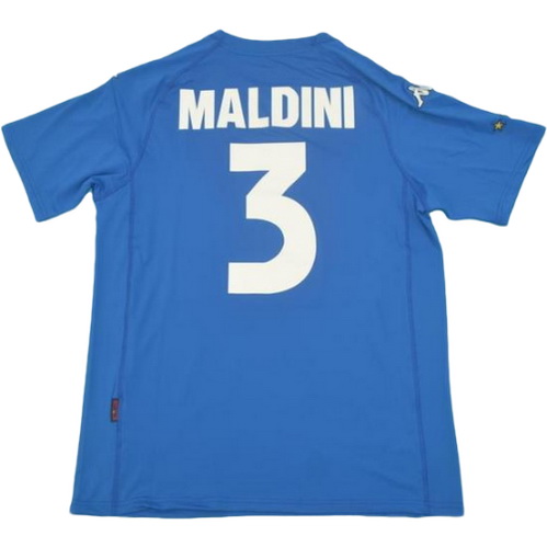 italie domicile maillots de foot 2000 maldini 3 bleu homme