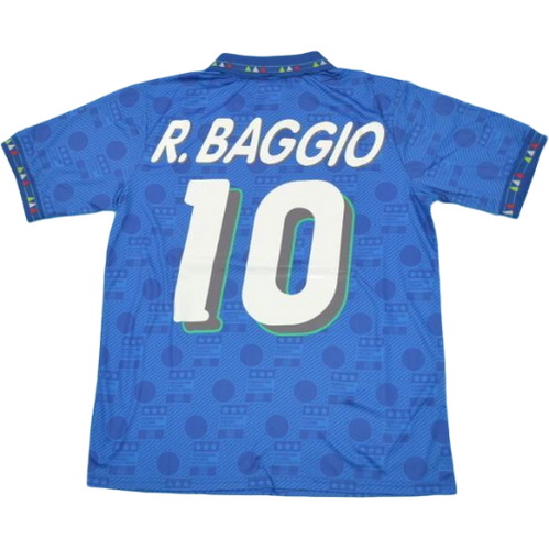 italie domicile maillots de foot copa mundial 1994 baggio 10 bleu homme