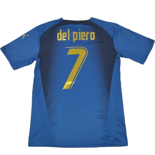 italie domicile maillots de foot copa mundial 2006 del piero 7 bleu homme