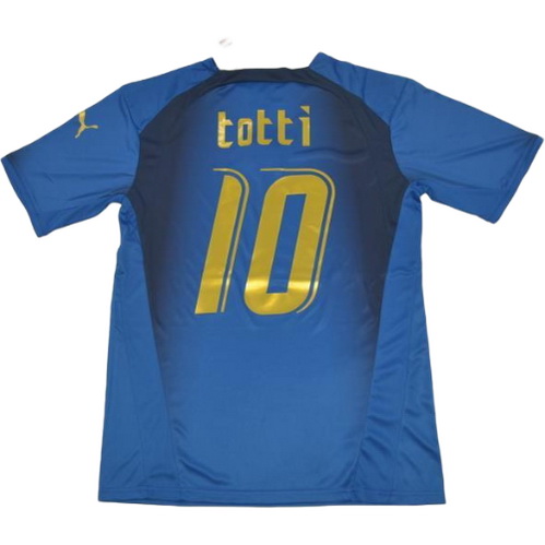 italie domicile maillots de foot copa mundial 2006 totti 10 bleu homme