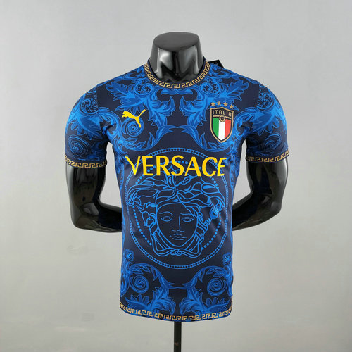 italie versace player version maillots de foot 2022-2023 bleu homme