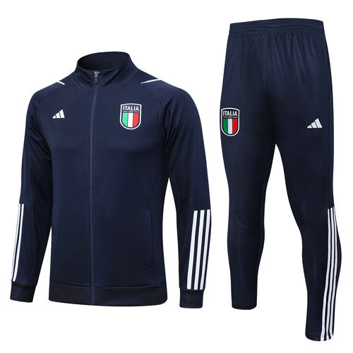 italie veste de sport zippée de foot 2023-2024 bleu saphire homme