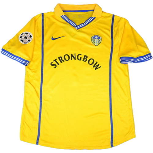 leeds united exterieur maillots de foot 2001 jaune homme