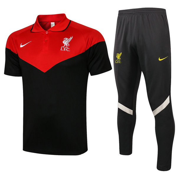 liverpool moda maillots polo de foot 2021 2022 ensemble noir rouge homme