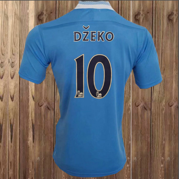 manchester city domicile maillots de foot 2011-2012 dzeko 10 bleu homme