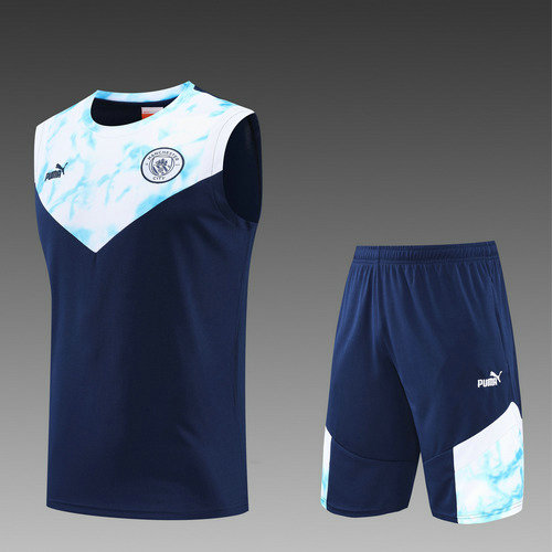 manchester city shorts+gilet de foot 2022-2023 bleu royal homme