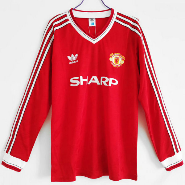 manchester united domicile maillots de foot 1986-1988 manches longues rouge homme