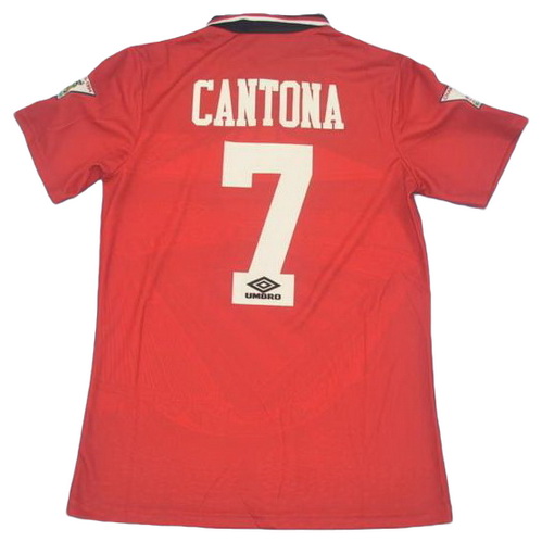 manchester united domicile maillots de foot 1995-1996 cantona 7 rouge homme