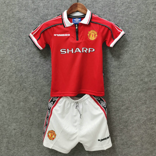 manchester united domicile maillots de foot 1998-1999 enfants