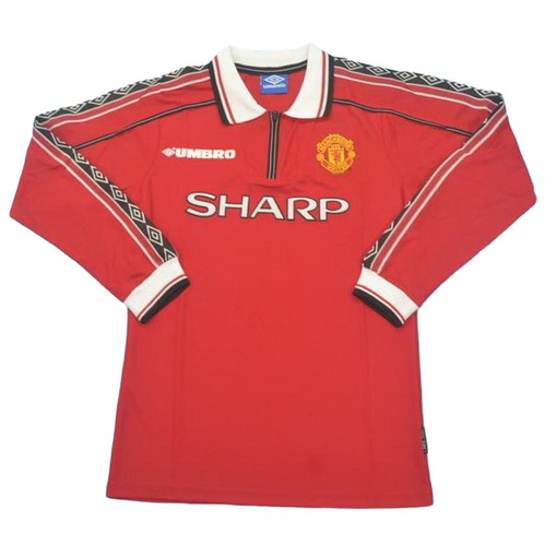manchester united domicile maillots de foot 1998-2000 manches longues rouge homme