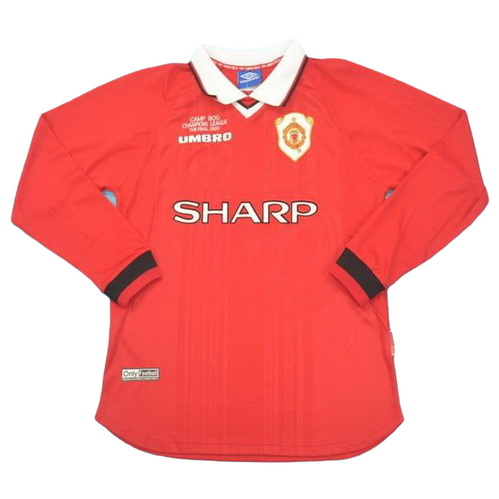 manchester united domicile maillots de foot 1999 manches longues rouge homme