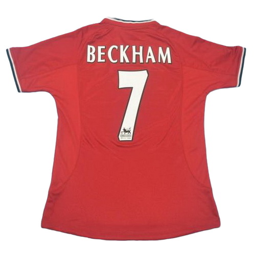 manchester united domicile maillots de foot 2000-2002 beckham 7 rouge homme