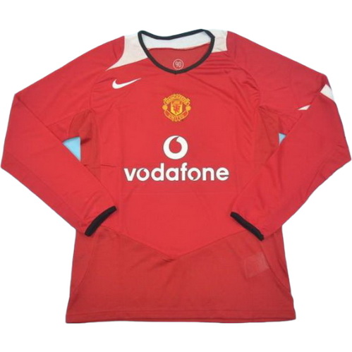 manchester united domicile maillots de foot 2006-2007 manches longues rouge homme