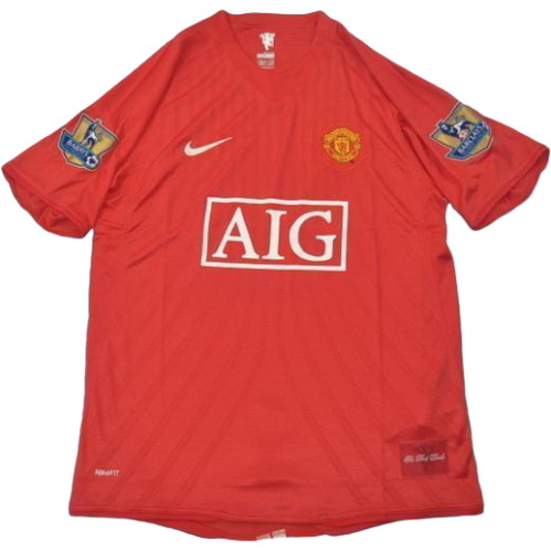 manchester united domicile maillots de foot 2007-2008 rouge homme