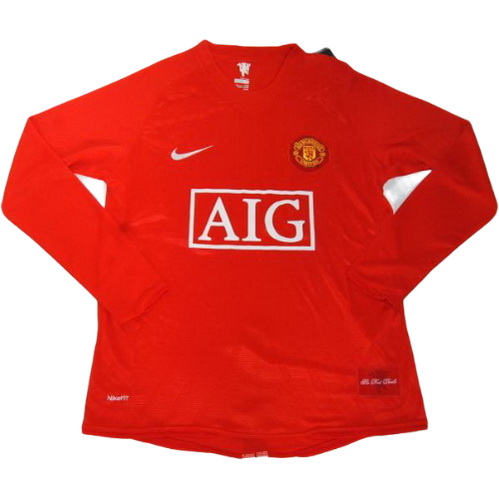 manchester united domicile maillots de foot 2008-2009 manches longues rouge homme