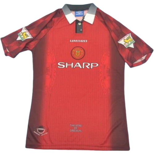 manchester united domicile maillots de foot pl 1996 rouge homme