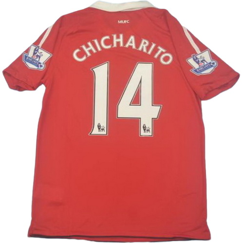 manchester united domicile maillots de foot pl 2010-2011 chicharito 14 rouge homme