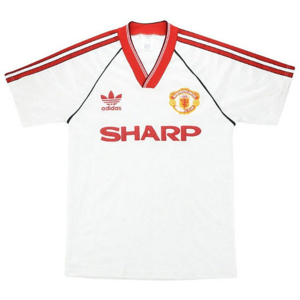 manchester united exterieur maillots de foot 1988-1990 blanc homme